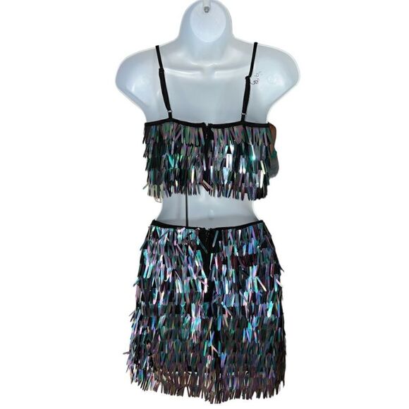 HOUSE OF HOWRLOW 1960 Sequin Mini Skirt Size XXS And Top Size S SET. - Picture 4 of 9